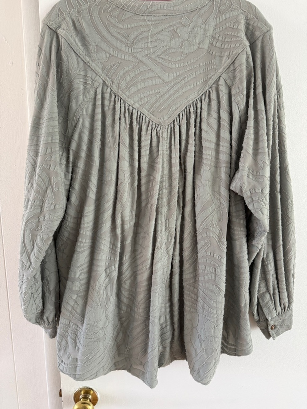 Free People Light Sage Green Relaxed Floral Button-Up - Picture 5 of 5